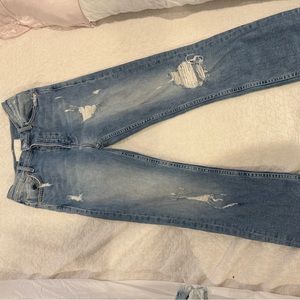 Mother denim size 25 straight high rise distressed jean